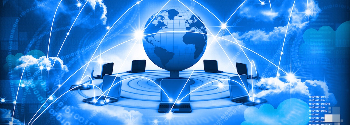 Cloud computing concept, global computer network